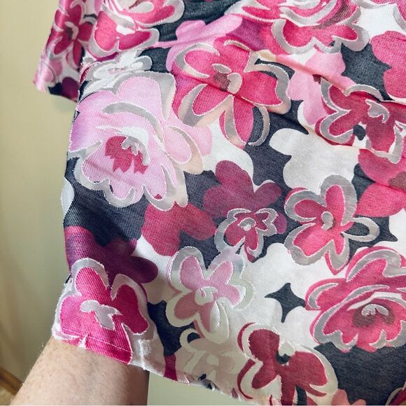 Alfred Dunner Floral Button Up Blouse Sz 10 Pink Black - Picture 3 of 4
